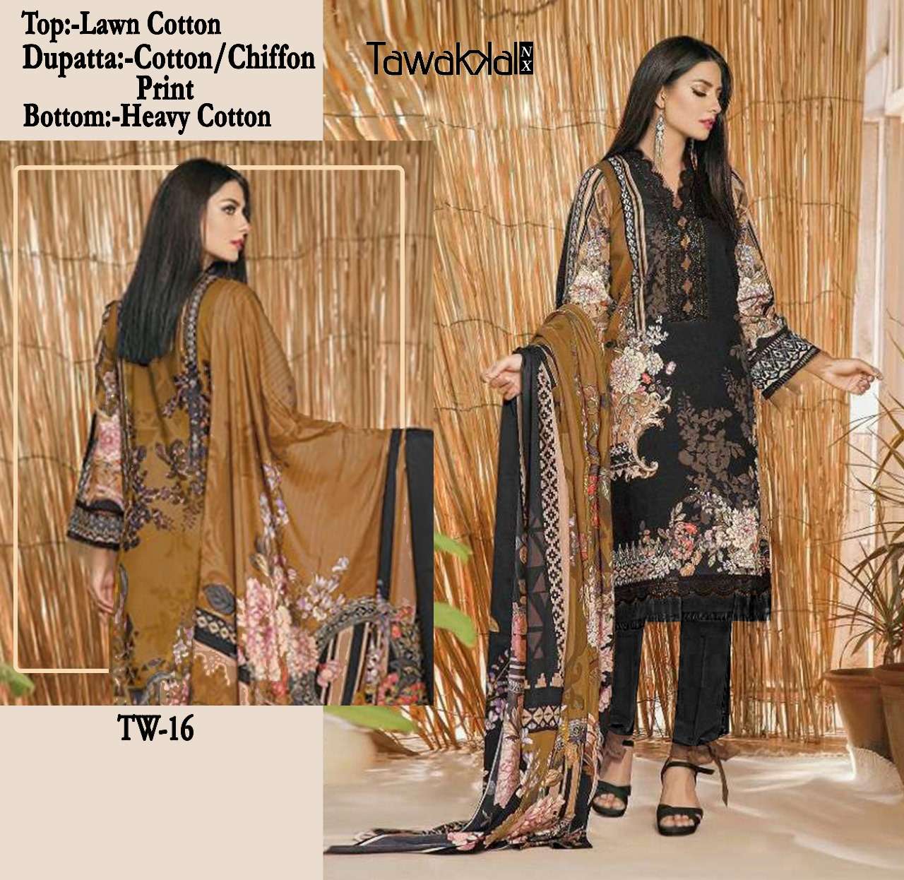 tawakkal  TW-16,17,18 designer Lawn cotton suit