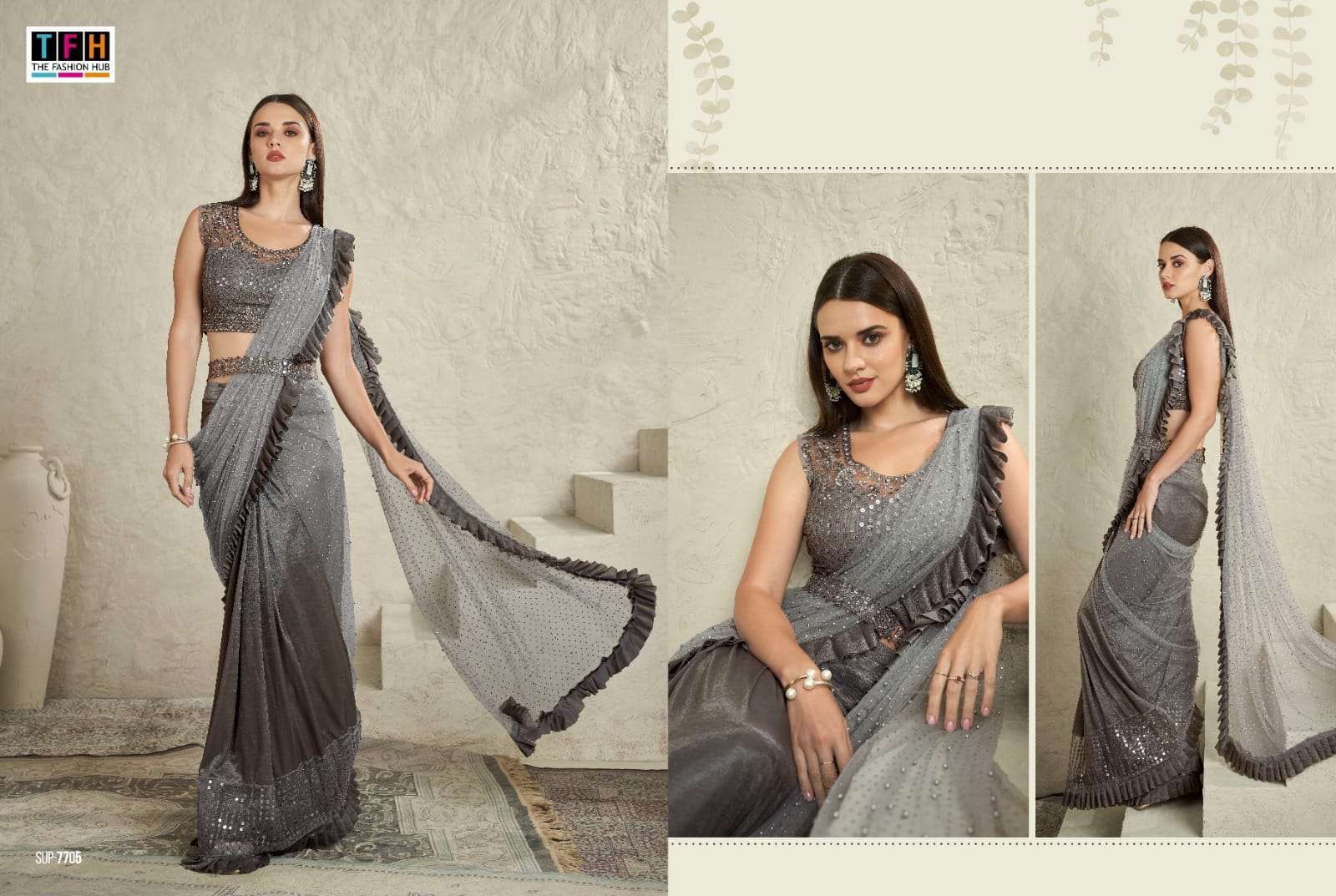 tfh kalashima series 7600-7700 series designer georgette saree