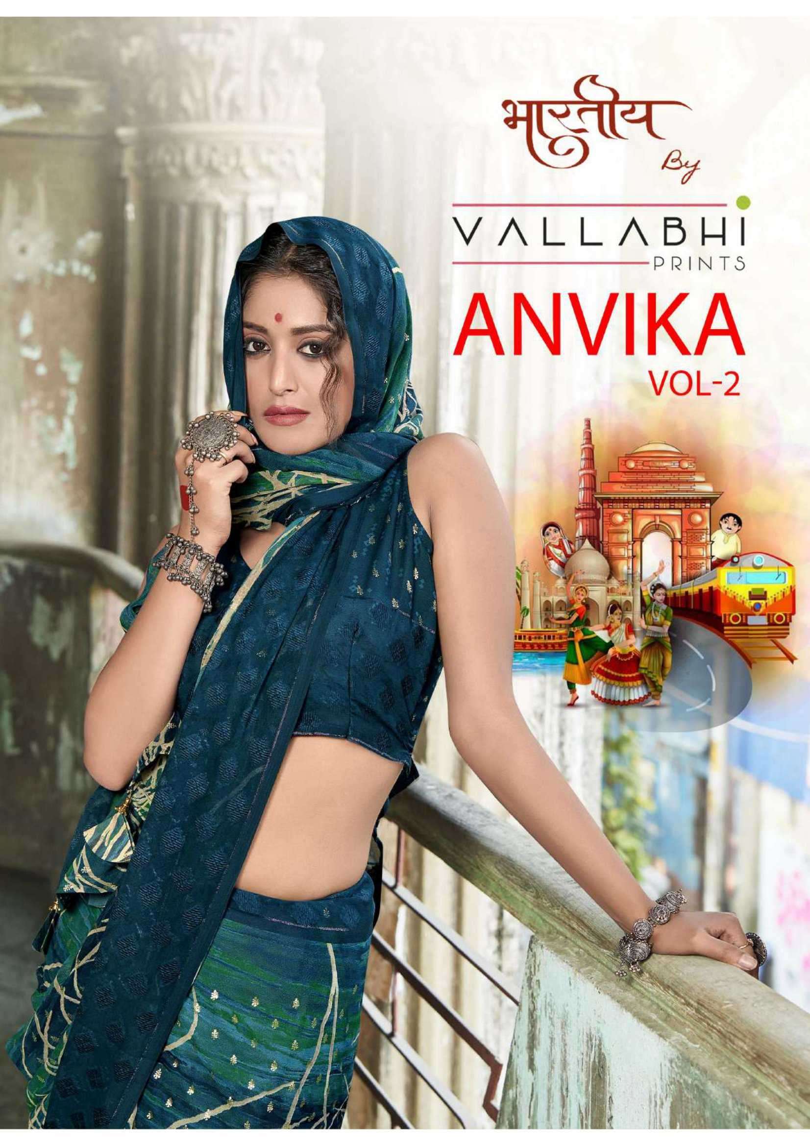 vallabhi print anvika vol 2 series 27271-27276 georgette saree