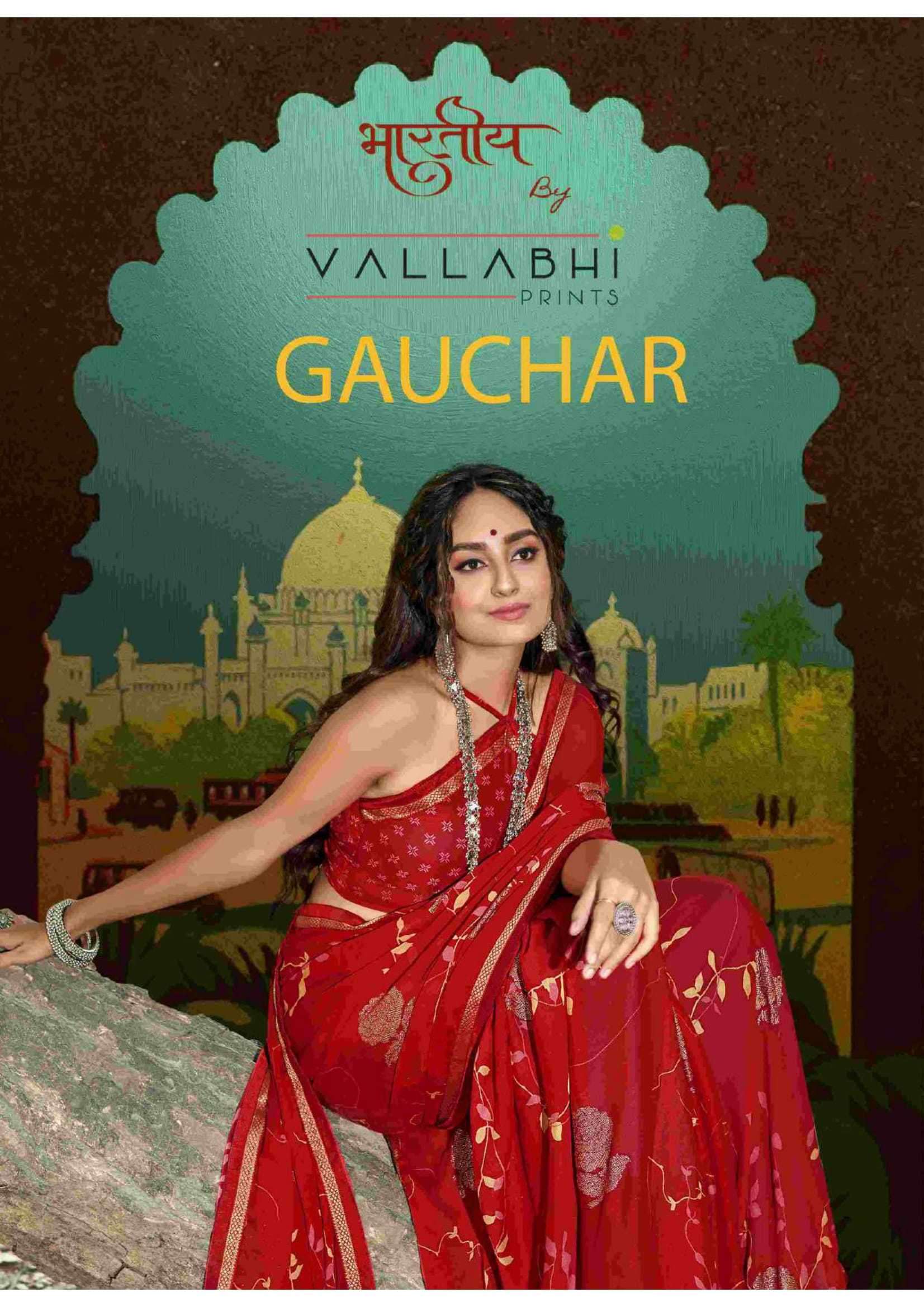 vallabhi prints gauchar series 27471-27476 georgette saree