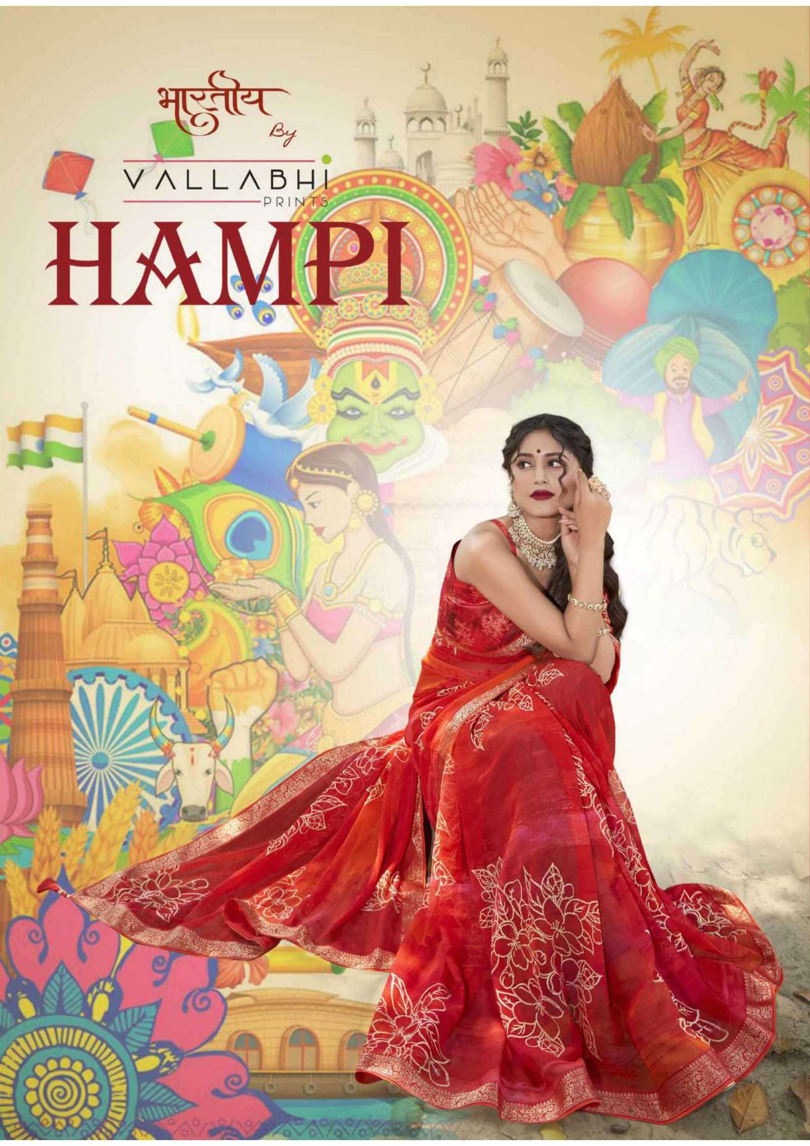 vallabhi prints hampi series 27096-27102 georgette saree