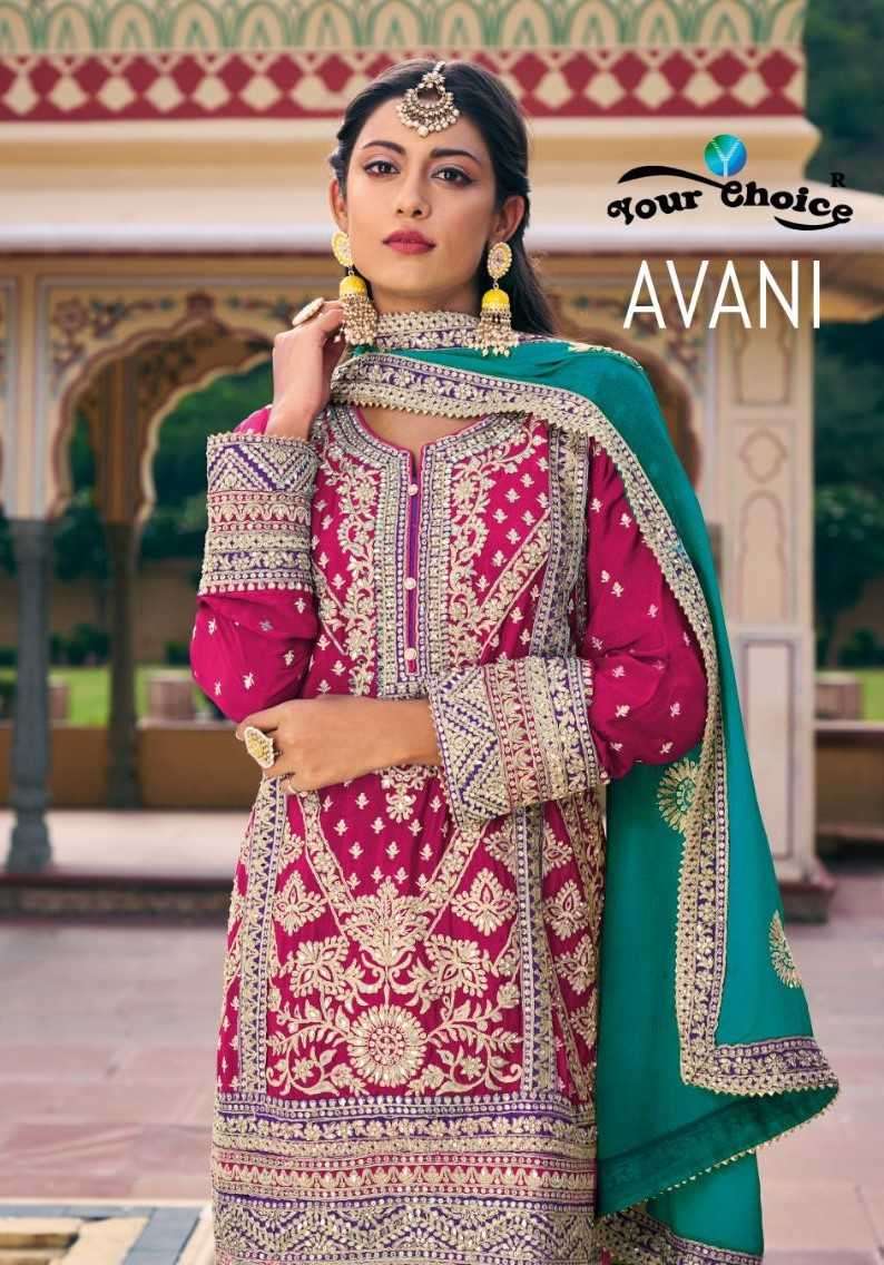 your choice avani series 3001-3003 Blooming Chinon readymade suit 