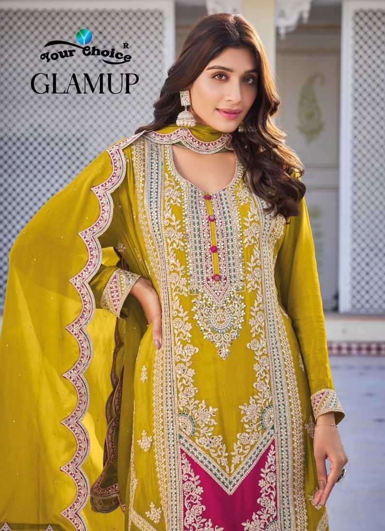 your choice glamup series 1001-1004 pure Chinon readymade suit 