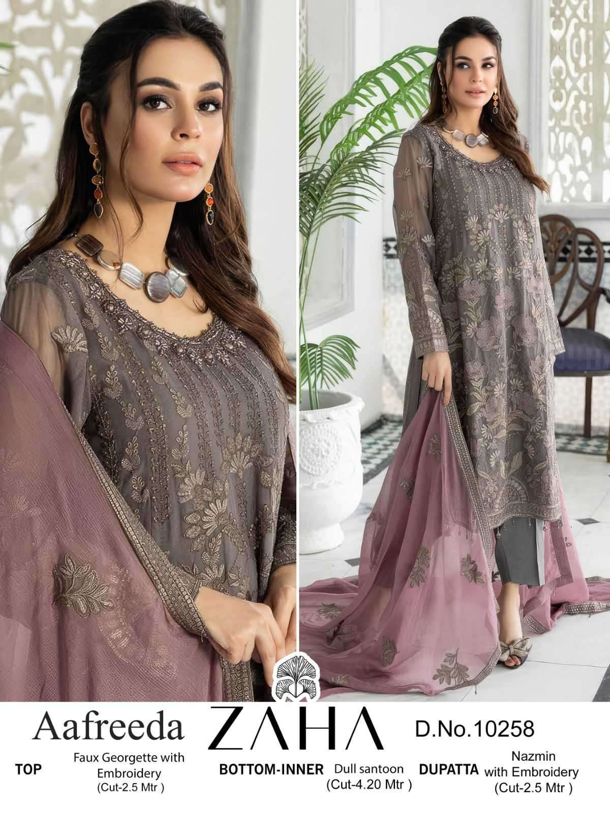 zaha 10258 faux georgette embroidery suit 