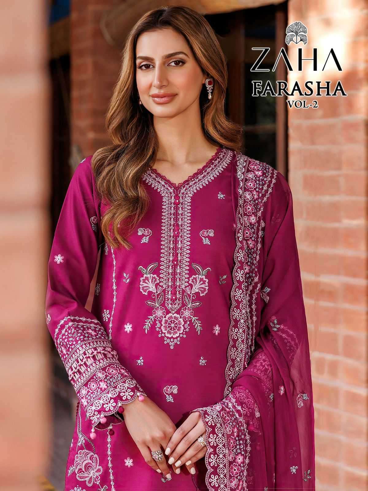 zaha farasha vol 2 series 10318-10321 pure cambric cotton suit 