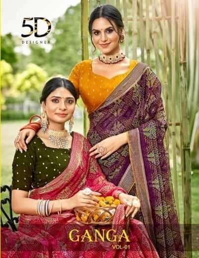 5d designer ganga vol 1 series 40713-40718 chiffon saree