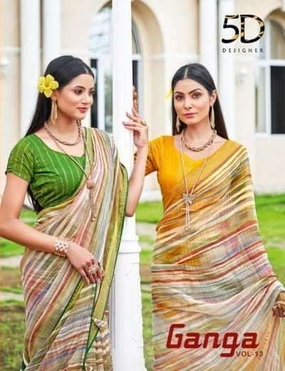 5d designer ganga vol 13 series 40907-40912 chiffon saree