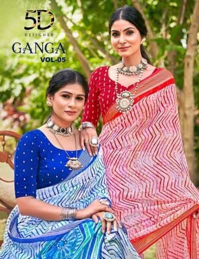 5d designer ganga vol 5 series 40731-40736 chiffon saree