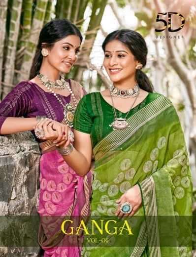 5d designer ganga vol 6 series 40743-40748 chiffon saree