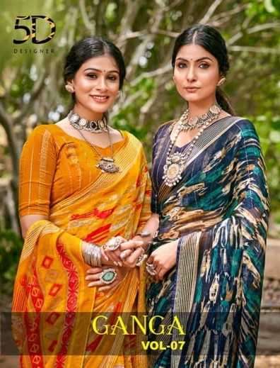 5d designer ganga vol 7 series 40707-40712 simmer chiffon saree