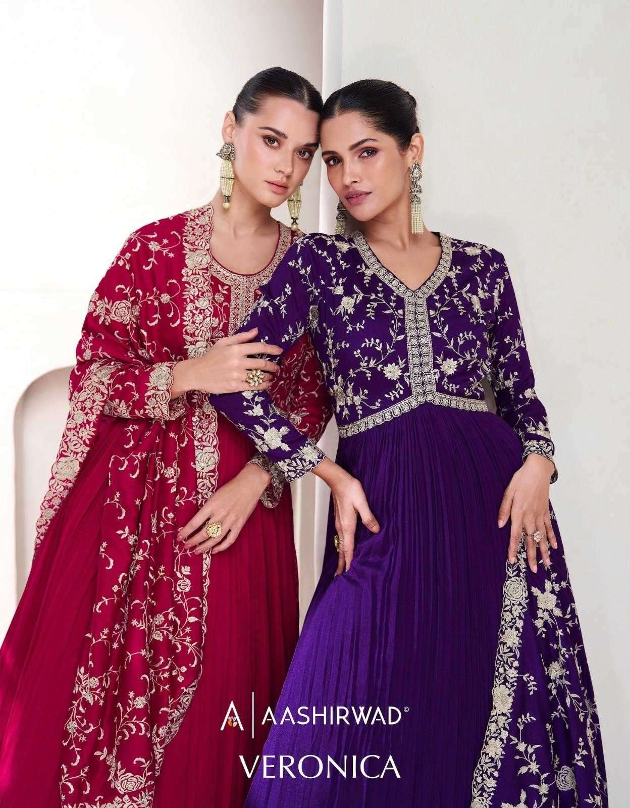 aashirwad creation veronica series 10008-10010 premium silk gown with dupatta 