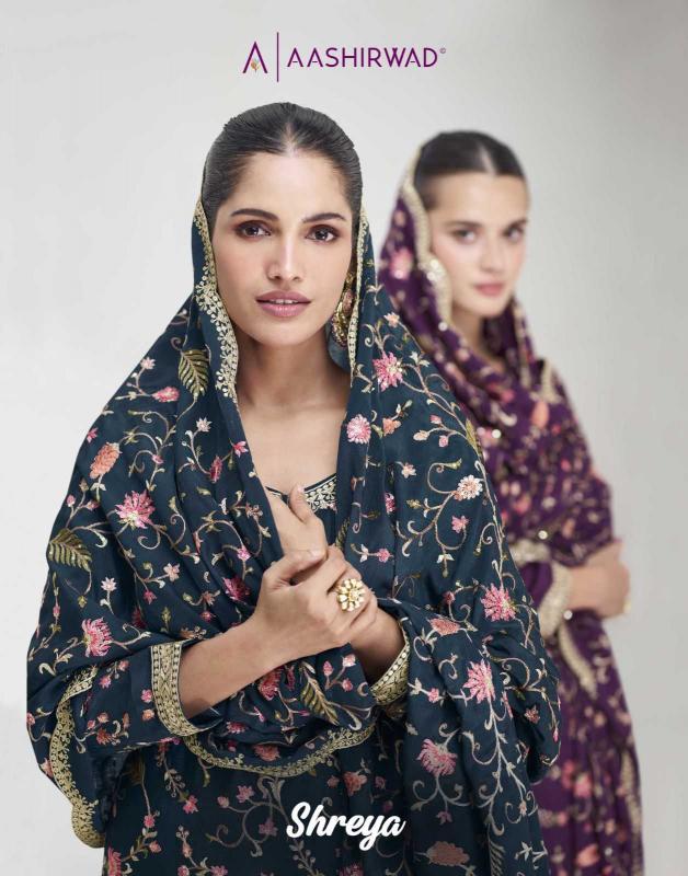 aashirwad shreya series 10016-10119 premium chinon silk readymade suit 