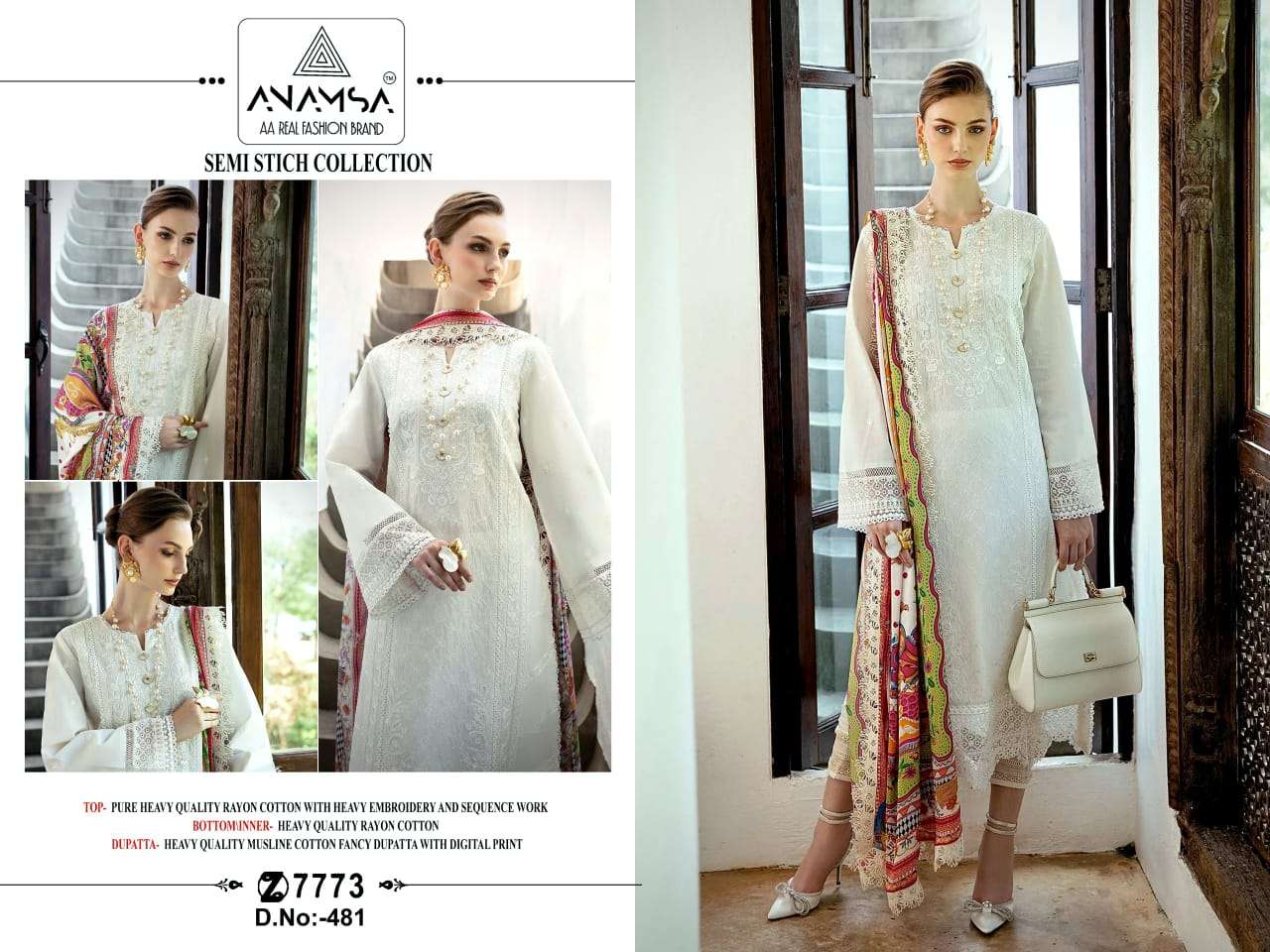 Anamsa-481 designer Heavy Pure Export Quality Rayon Cotton suit 