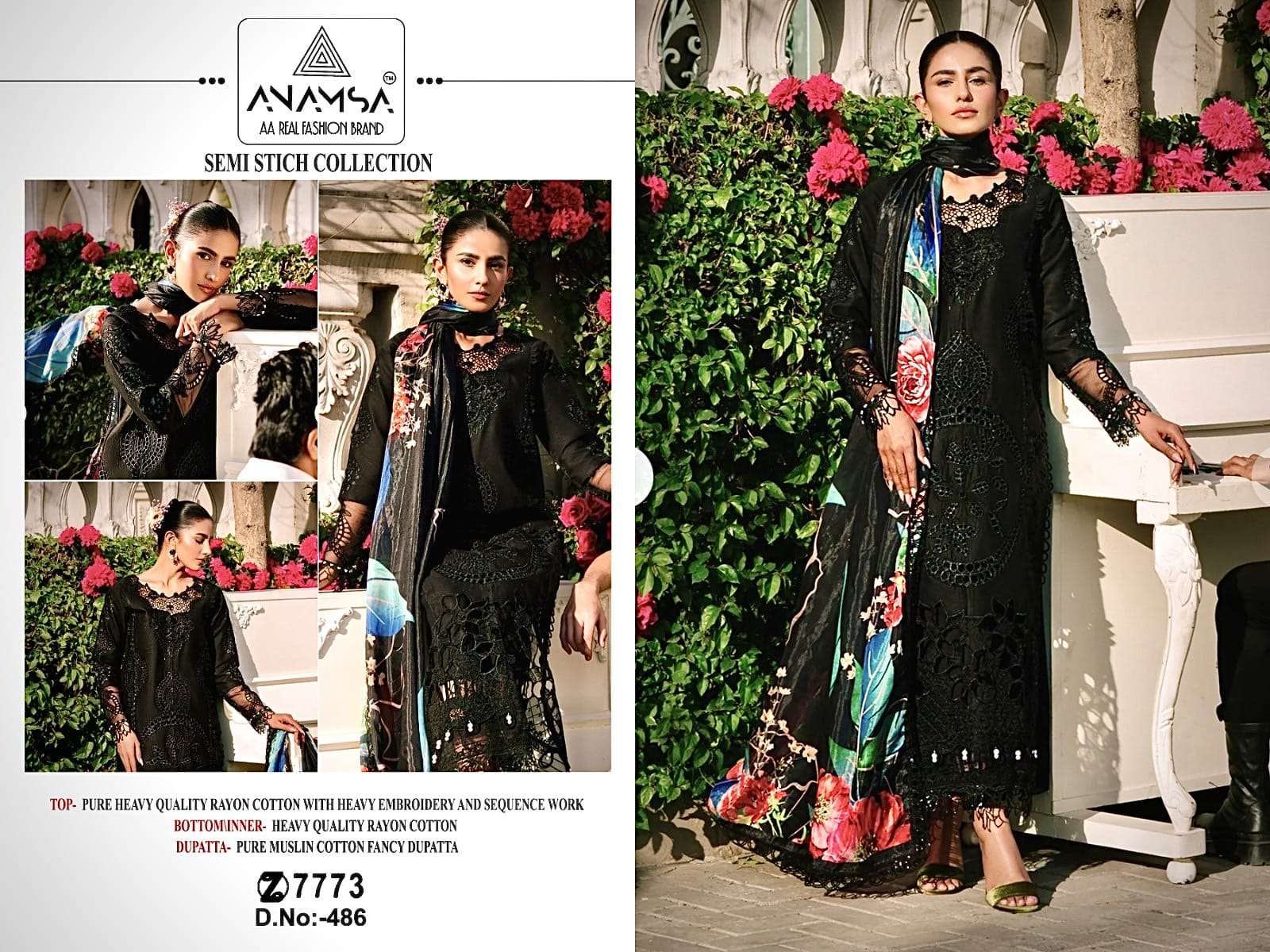 Anamsa-486 designer Heavy Pure Export Quality Rayon Cotton suit