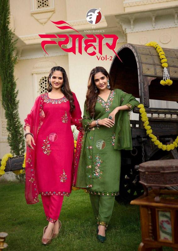 anju fab tyohaar vol 2 series 3811-3816 viscose readymade suit 