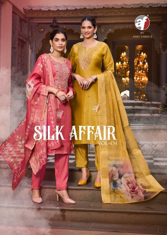 anju silk affair vol 4 series 3831-3836 tissue shimmer readymade suit 