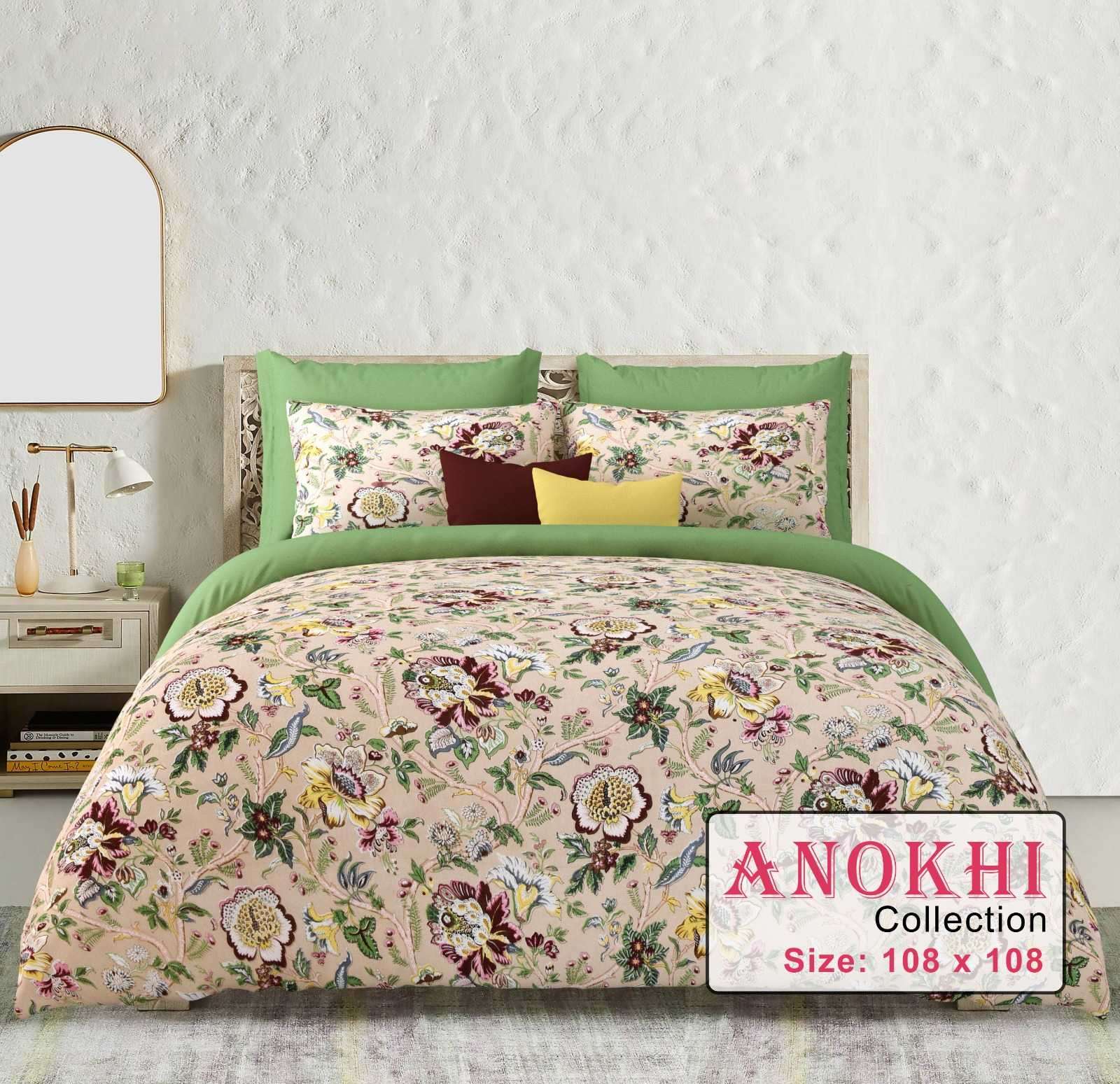 anokhi king size cotton fancy bedsheets with pillow cover exports