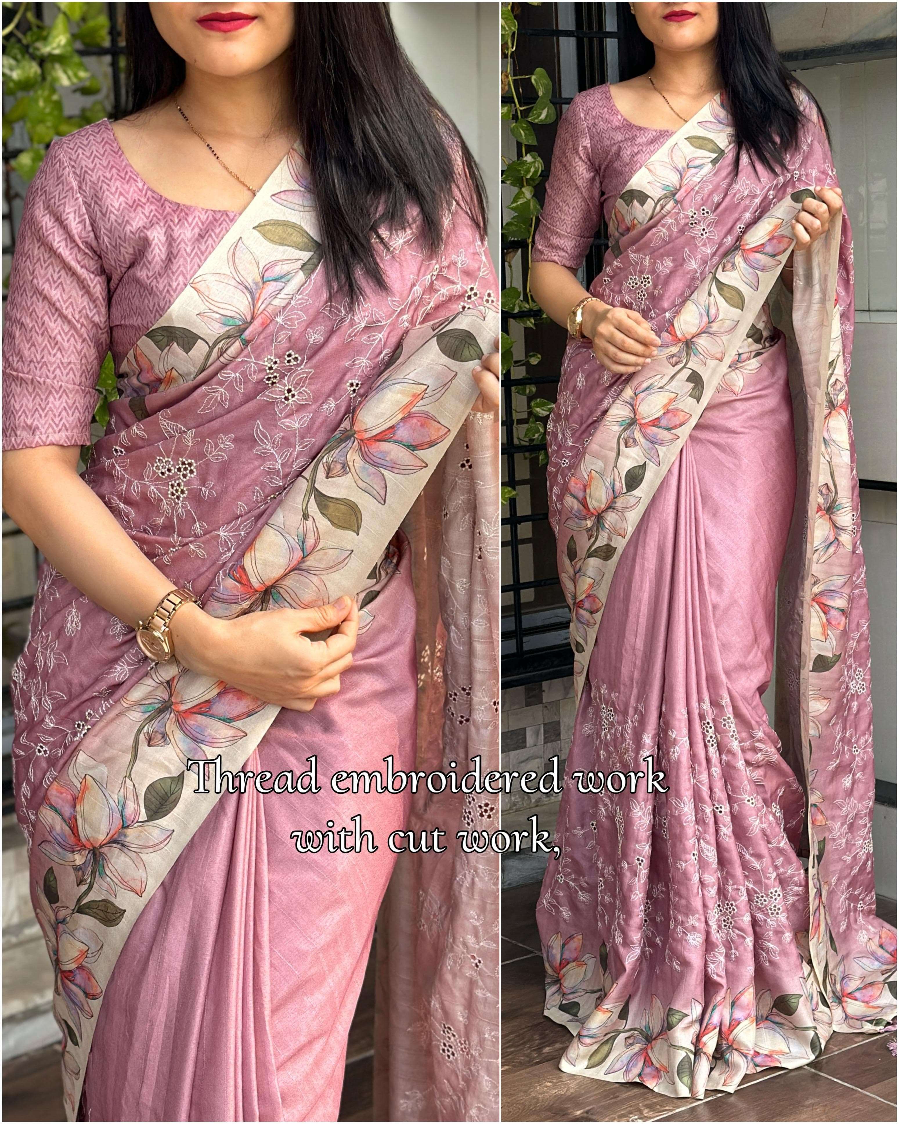 BT-56 Pragathi designer visca slub silk saree