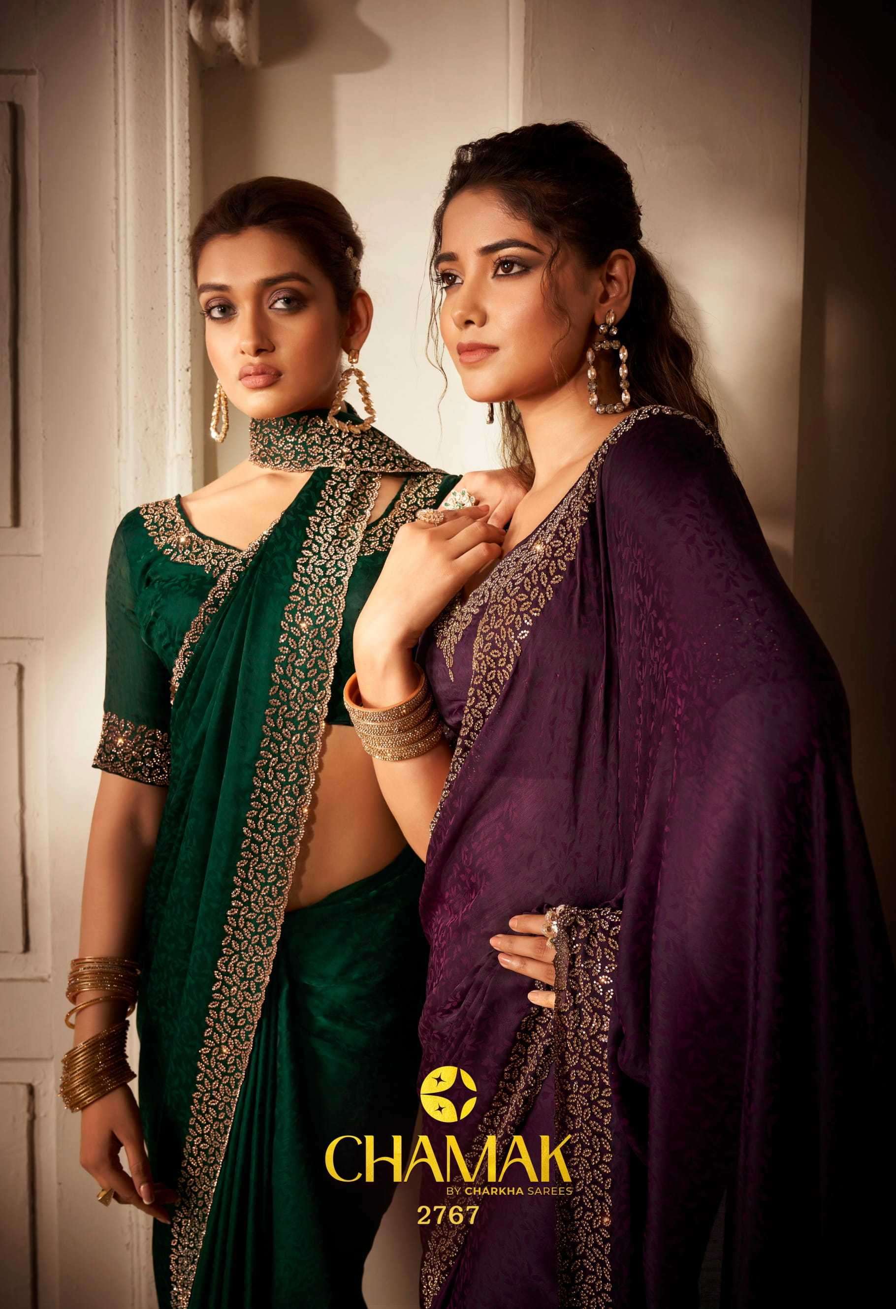 chamak vol 2767 with heavy zarkan work saree