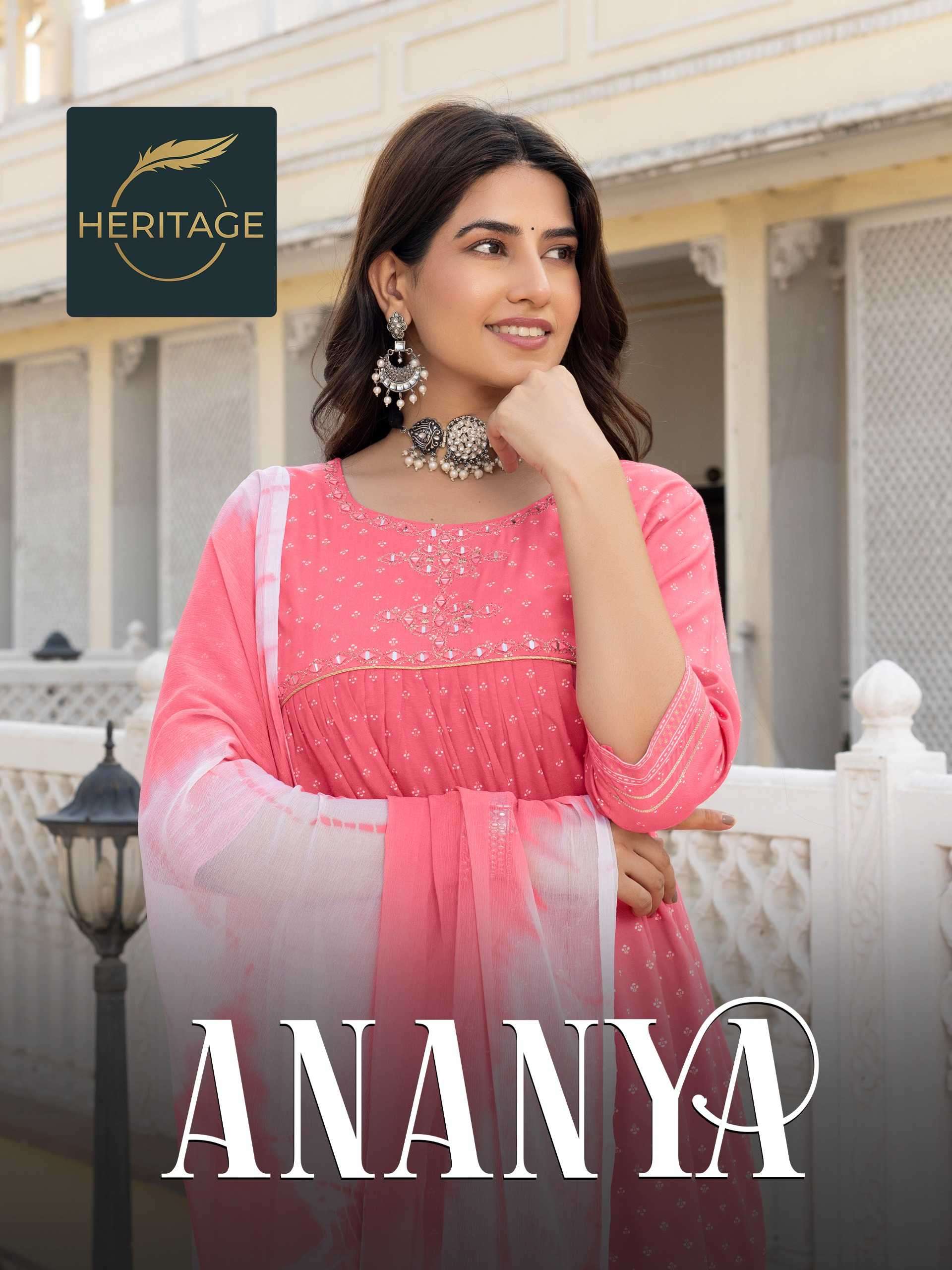 heritage ananya series 01-04 rayon slub readymade suit 
