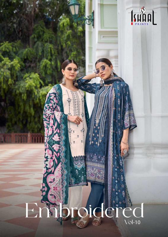 ishaal prints ishaal embroidered vol 10 series 10001-10010 Pure lawn suit