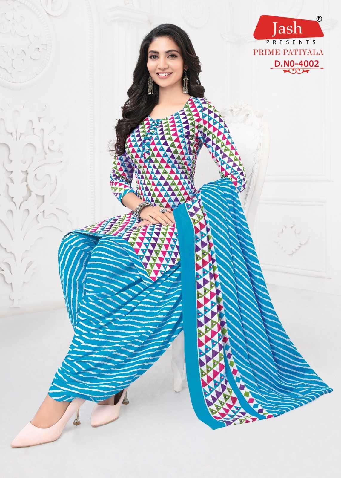 jash prime patiyala vol 4 series 4001-4012 pure cotton readymade suit 