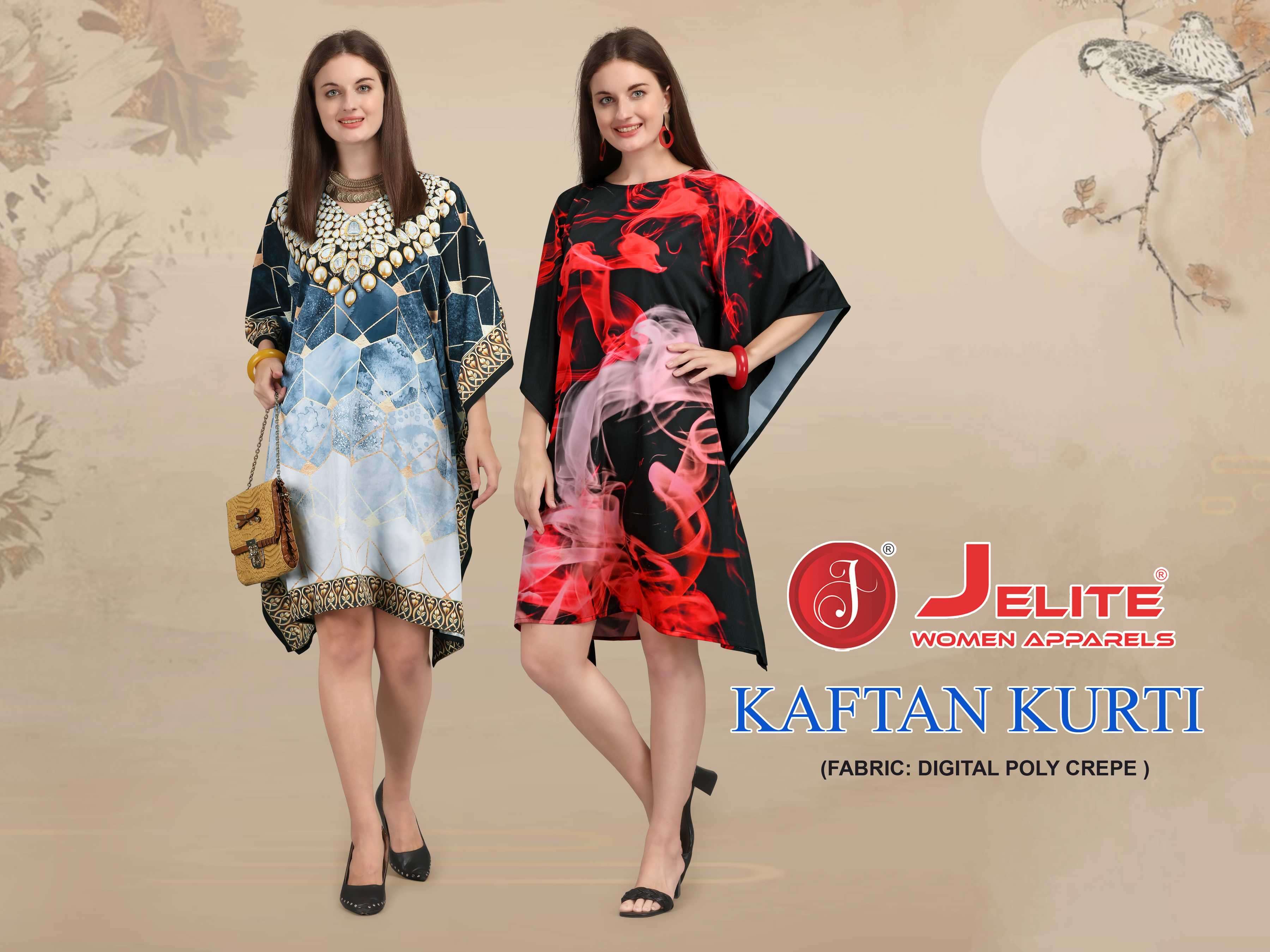 Jisha Kaftan Kurti Kaftan Vol 1 series 101-108 Polyester Crepe kaftan