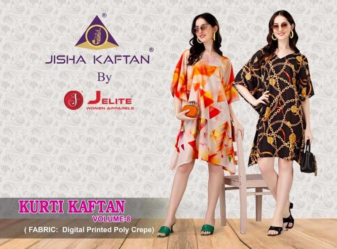 jisha kaftan Kurti Kaftans Vol-8 series 157-164 Polyester Crepe kaftan