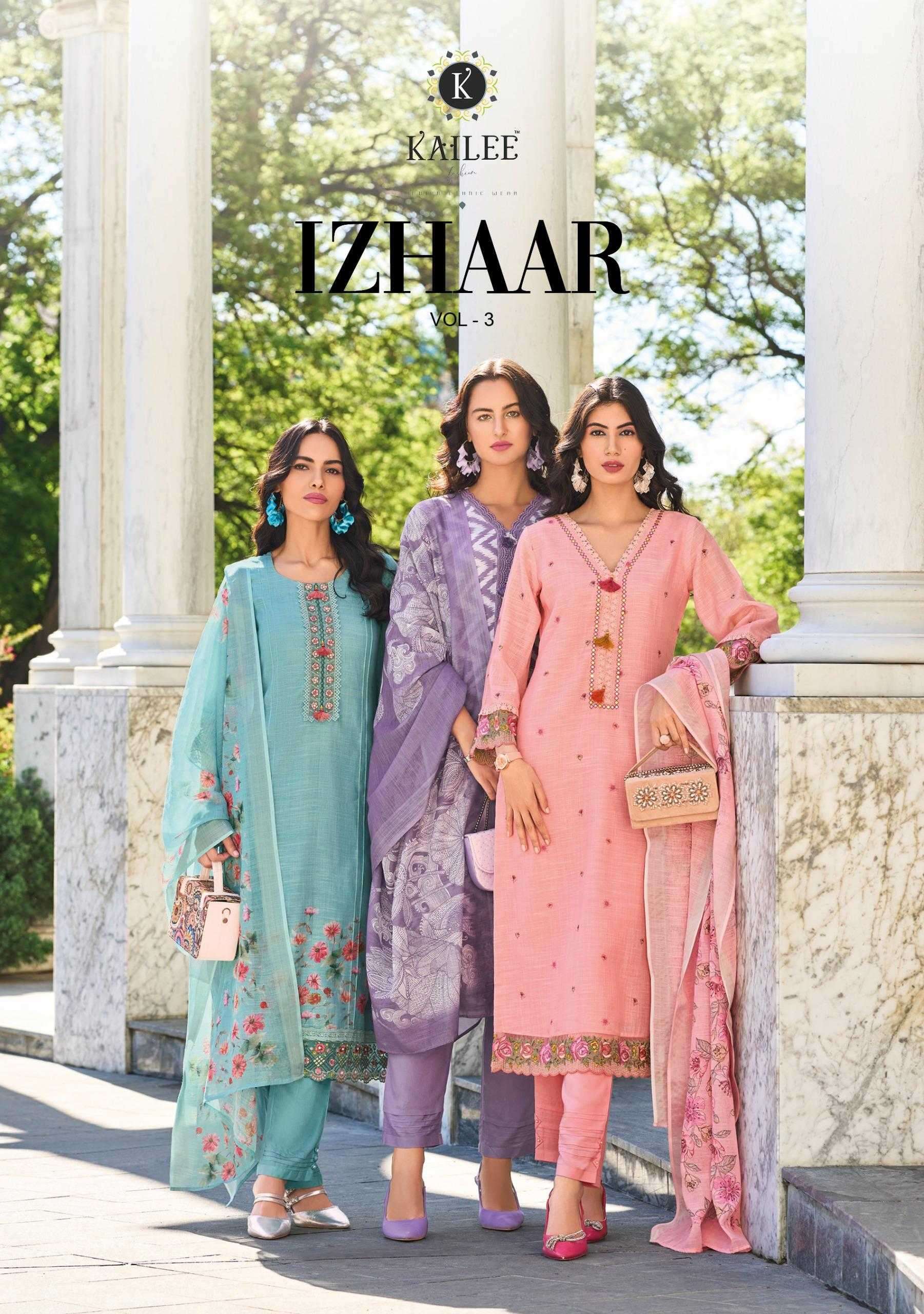 kailee fashion izhaar vol 3 series 42731-42736 pure linen readymade suit 