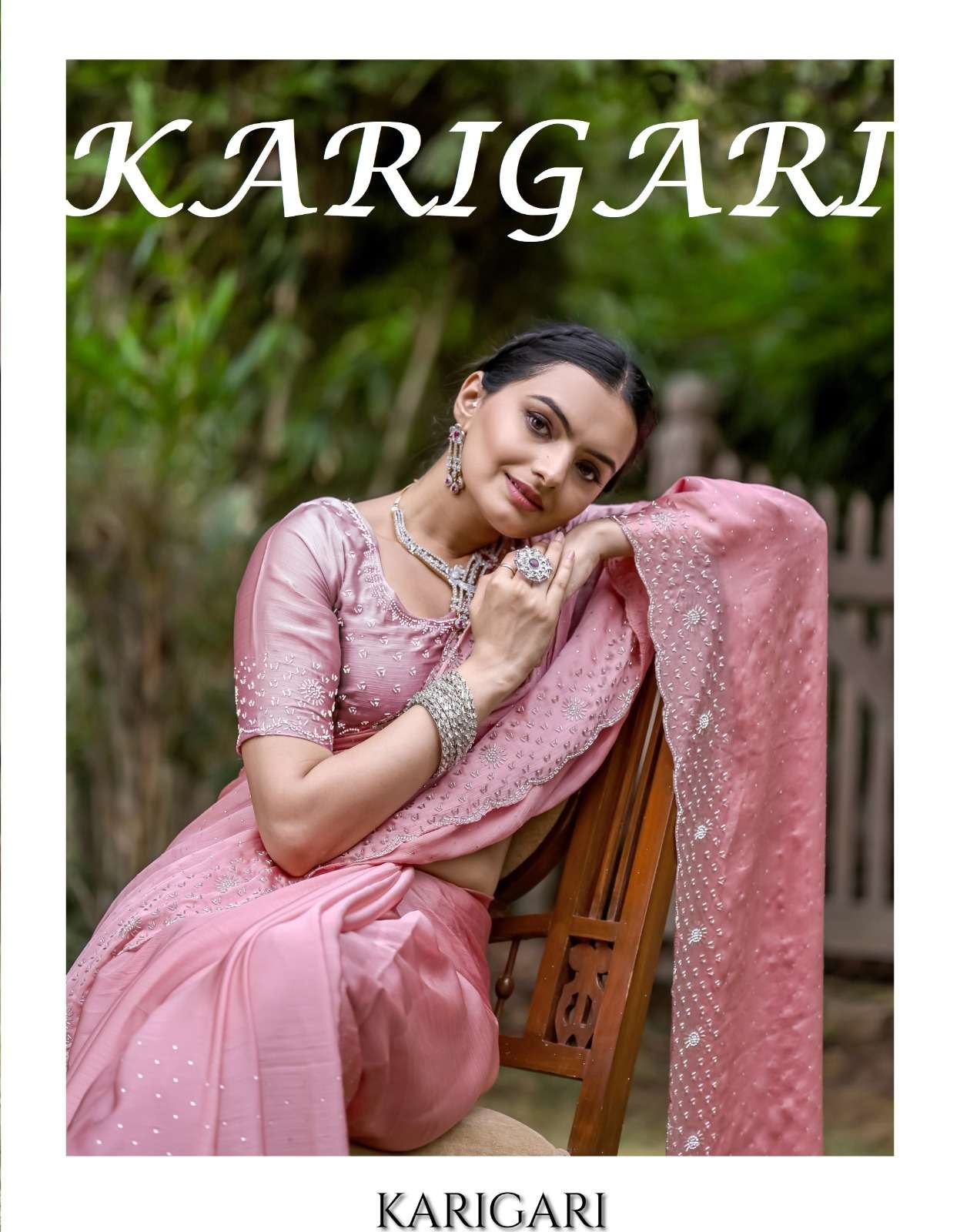 KARIGARI Series 33001 to 33004 DESIGNER Satin Chiffon SAREE