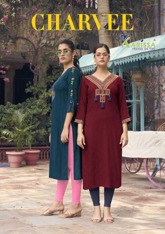 karissa charvee series 1001-1006 Heavy Rayon weaving kurti