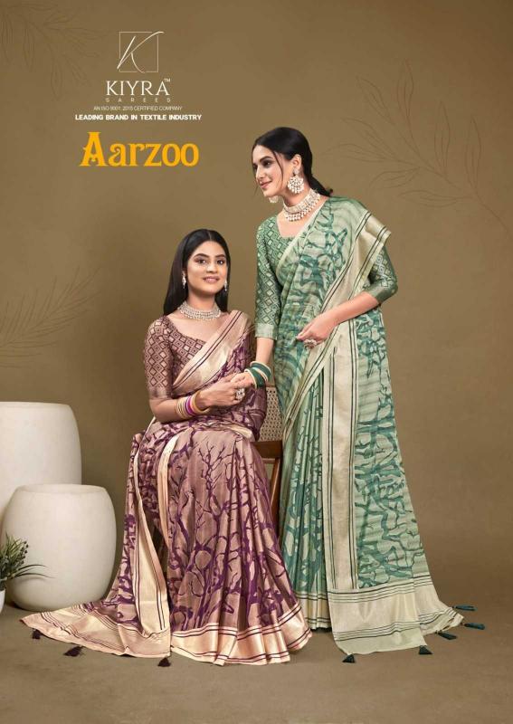 kiyra sarees aarzoo series 1001-1006 dull moss saree