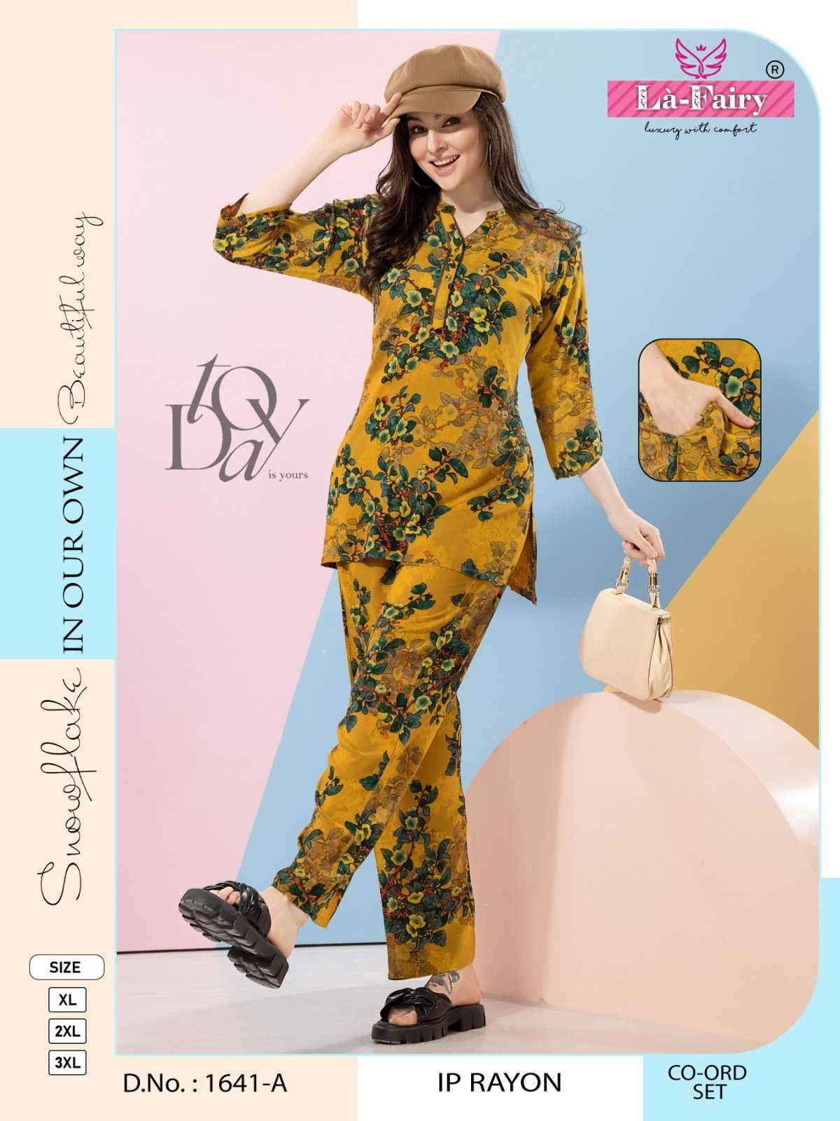 la fairy 1641 rayon print casual look readymade co-ord set exports