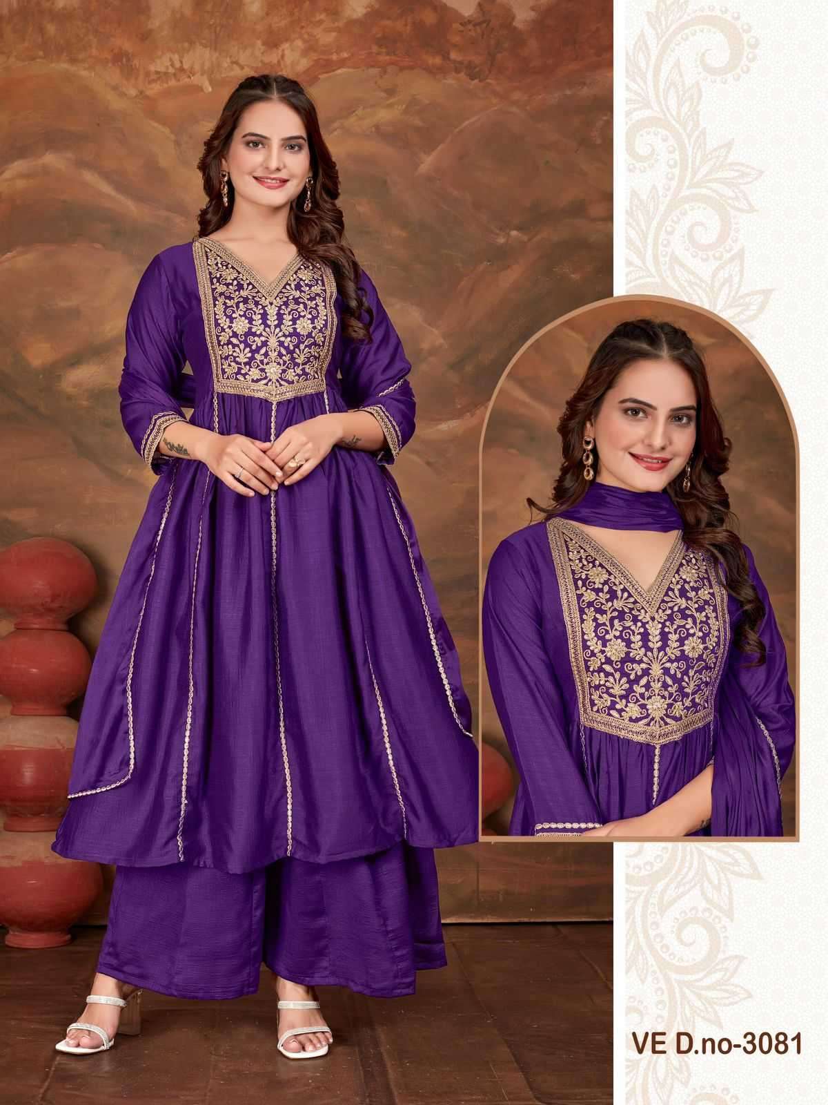 ladies flavour 3094 to 3096 Vichitra  With Embroidery readymade suit 