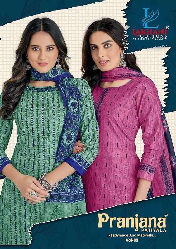 lakhani cottons pranjana patiyala vol 9 series 901-912 pure cotton readymade suit 