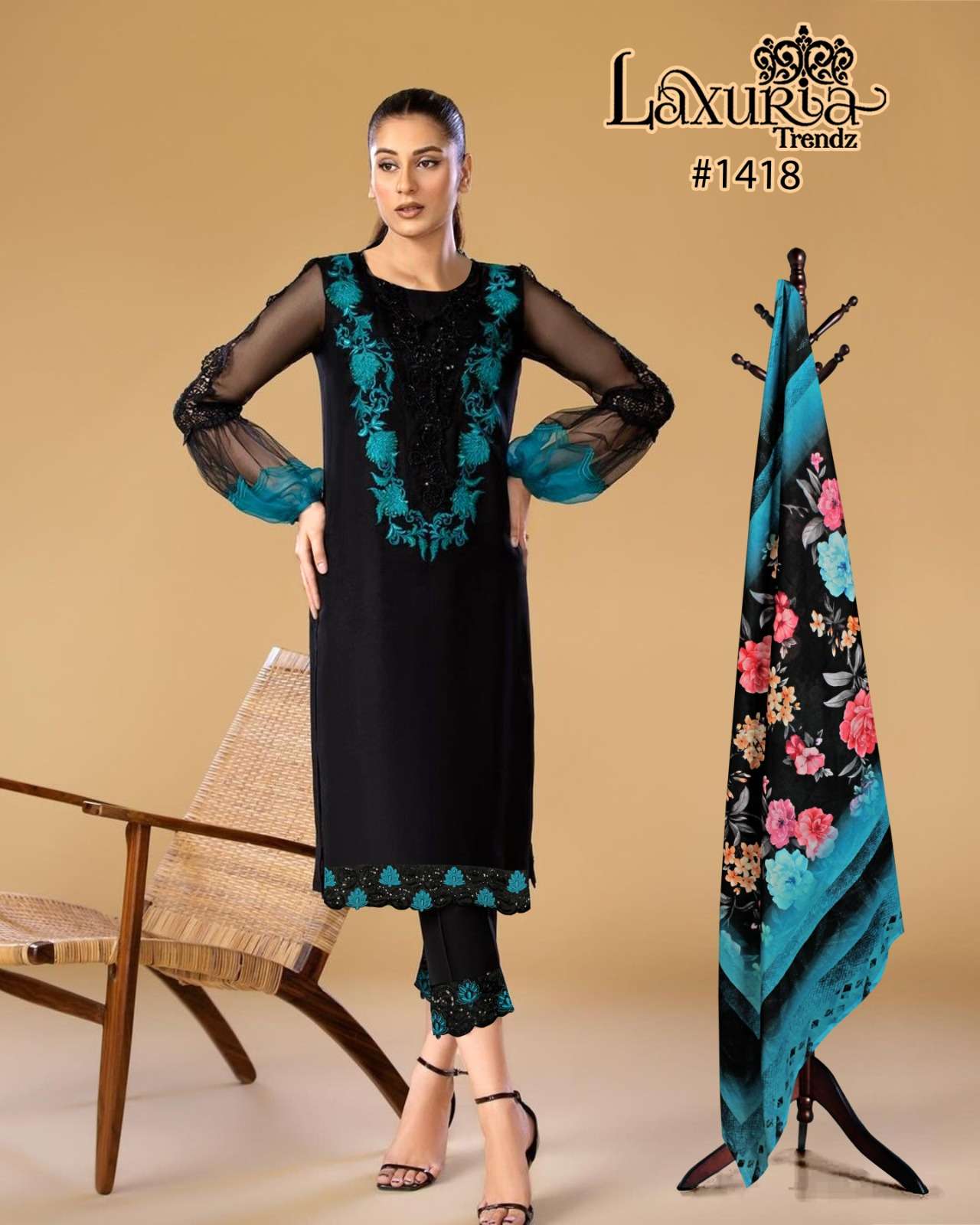 laxuria 1418 designer Faux Georgette readymade suit