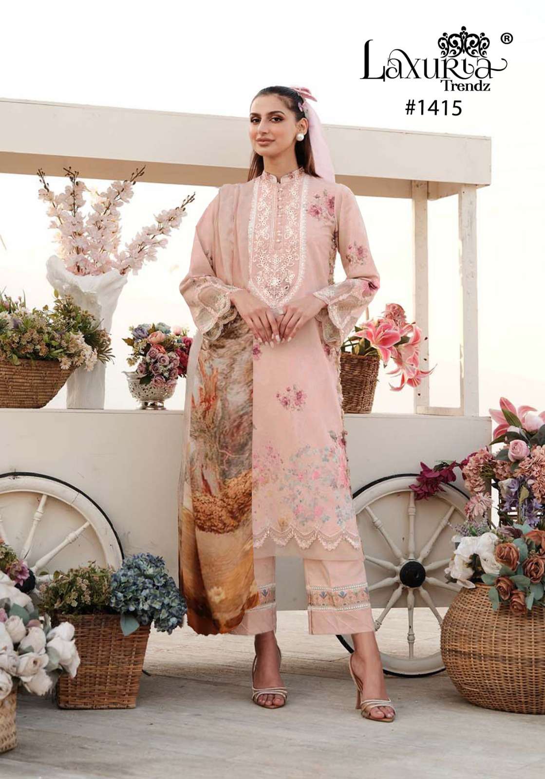 Laxuria Trendz 1415 designer Maslin wholesale readymade salwar kameez in surat