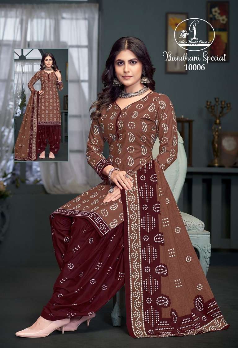 Miss World Bandhni Vol-10 series 10001-10010 Pure Cotton suit