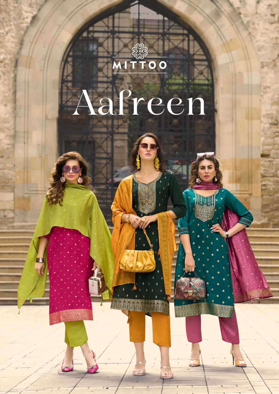 mittoo afreen series 1001-1006 Pure Musline Jacquard readymade suit 