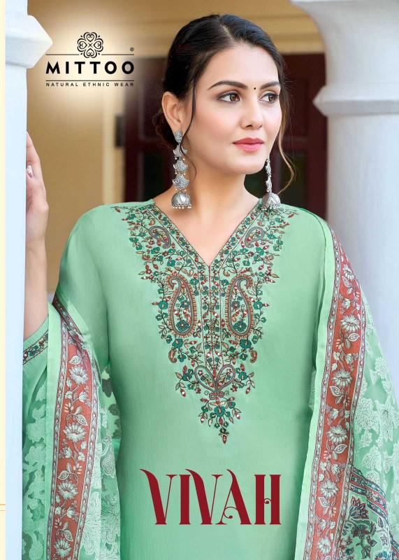 mittoo vivah series 8001-8004 Pure Viscose with Work readymade suit 