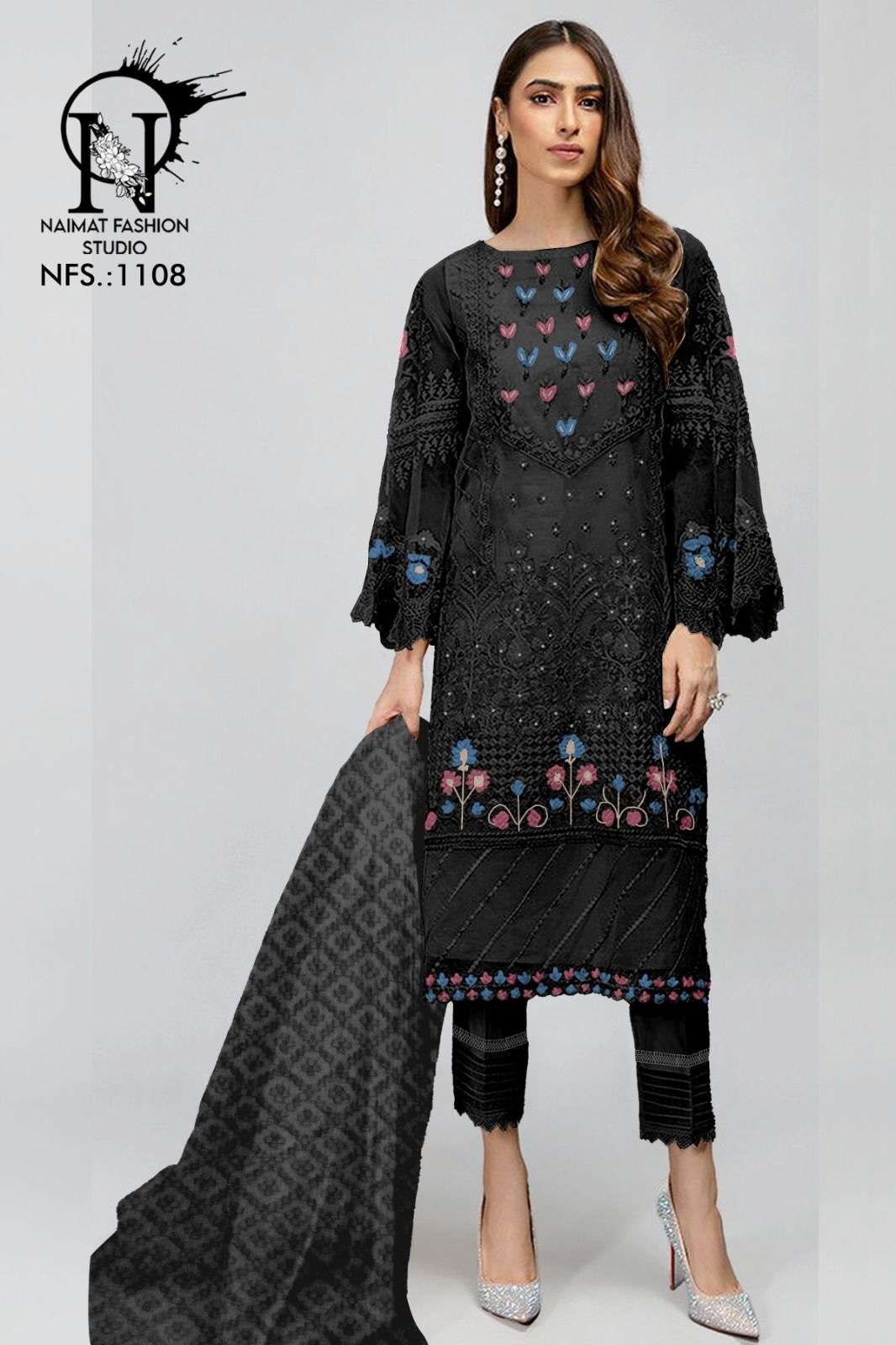 Naimat 1108 designer pure faux readymade suit