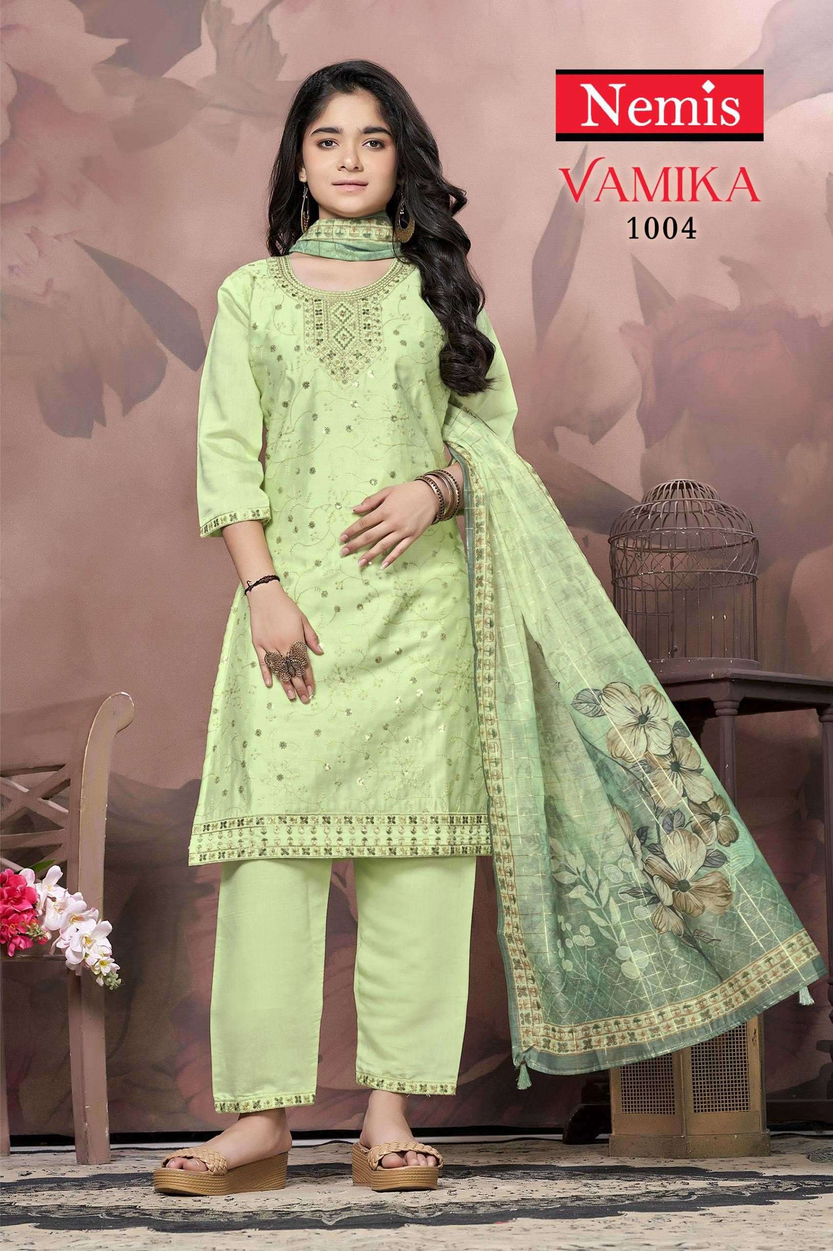 nemis vamika series 1001-1008 roman silk readymade suit