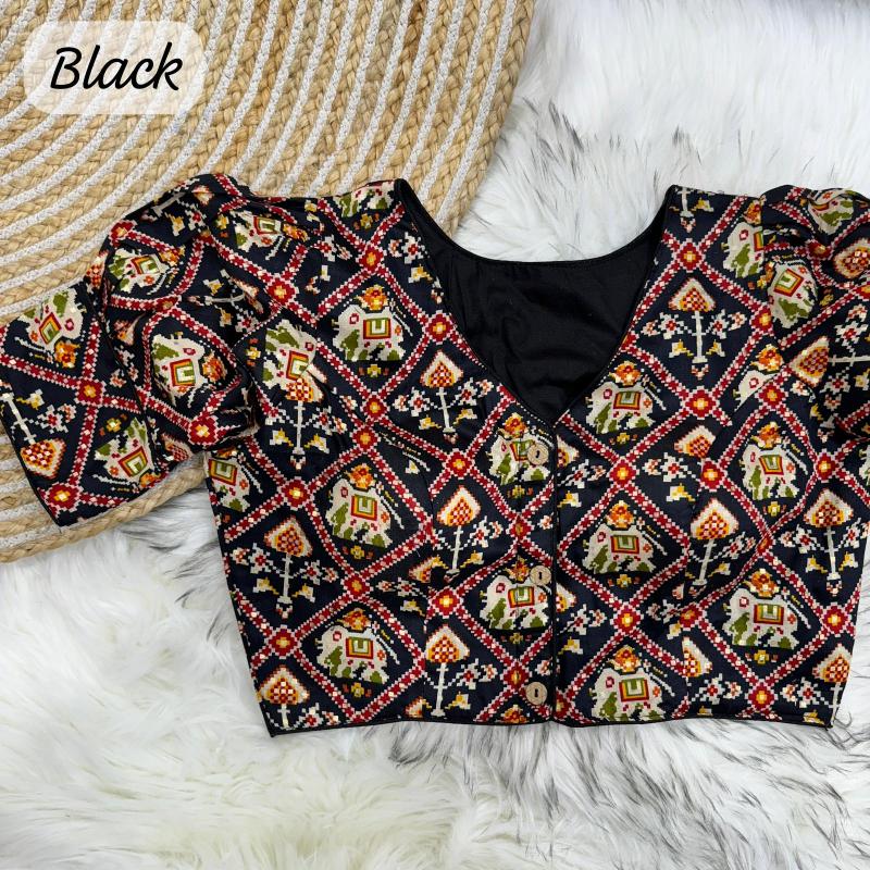 ONS PATOLA PRINT COTTON Puff Sleeves  BLOUSE 