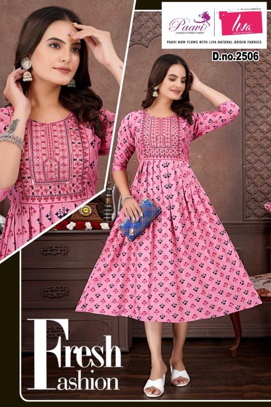 paavi liva series 2496-2510 fancy print kurti 