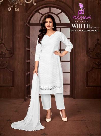 poonam white vol 2 series 1001-1008 Pure Rayon readymade suit 