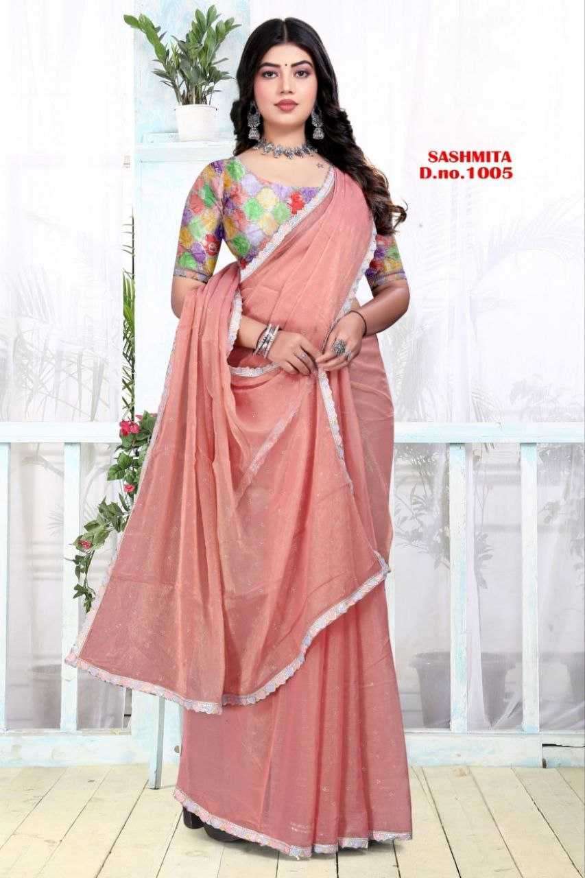 PR 9STAR SASHMITA series 1001-1006 FANCY DESIGNER SIMER FABRIC SAREES