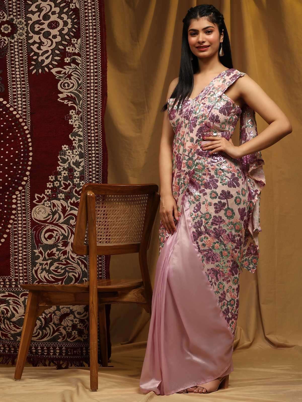 pr a323 party wear embroidered work designer pattern ready to wear saree