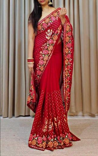 pr ds 629 super hit design georgette sequence with embroidery work saree