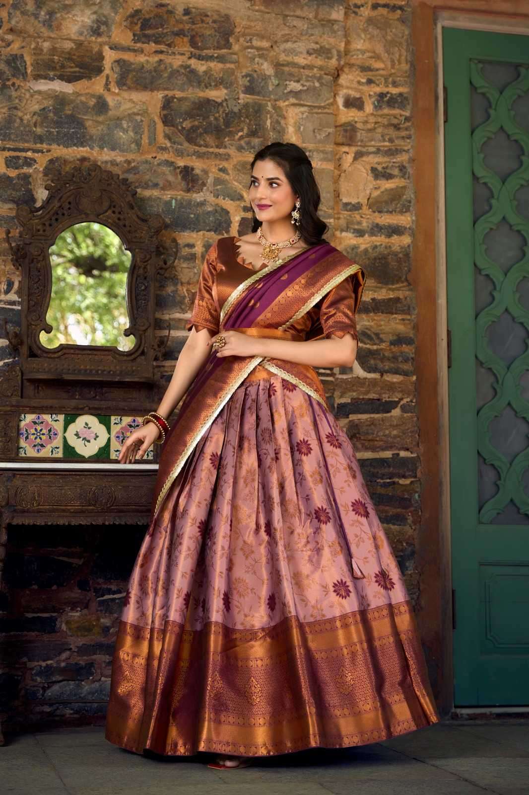 pr gaurika jacquard silk Zari Weaving Work lehenga