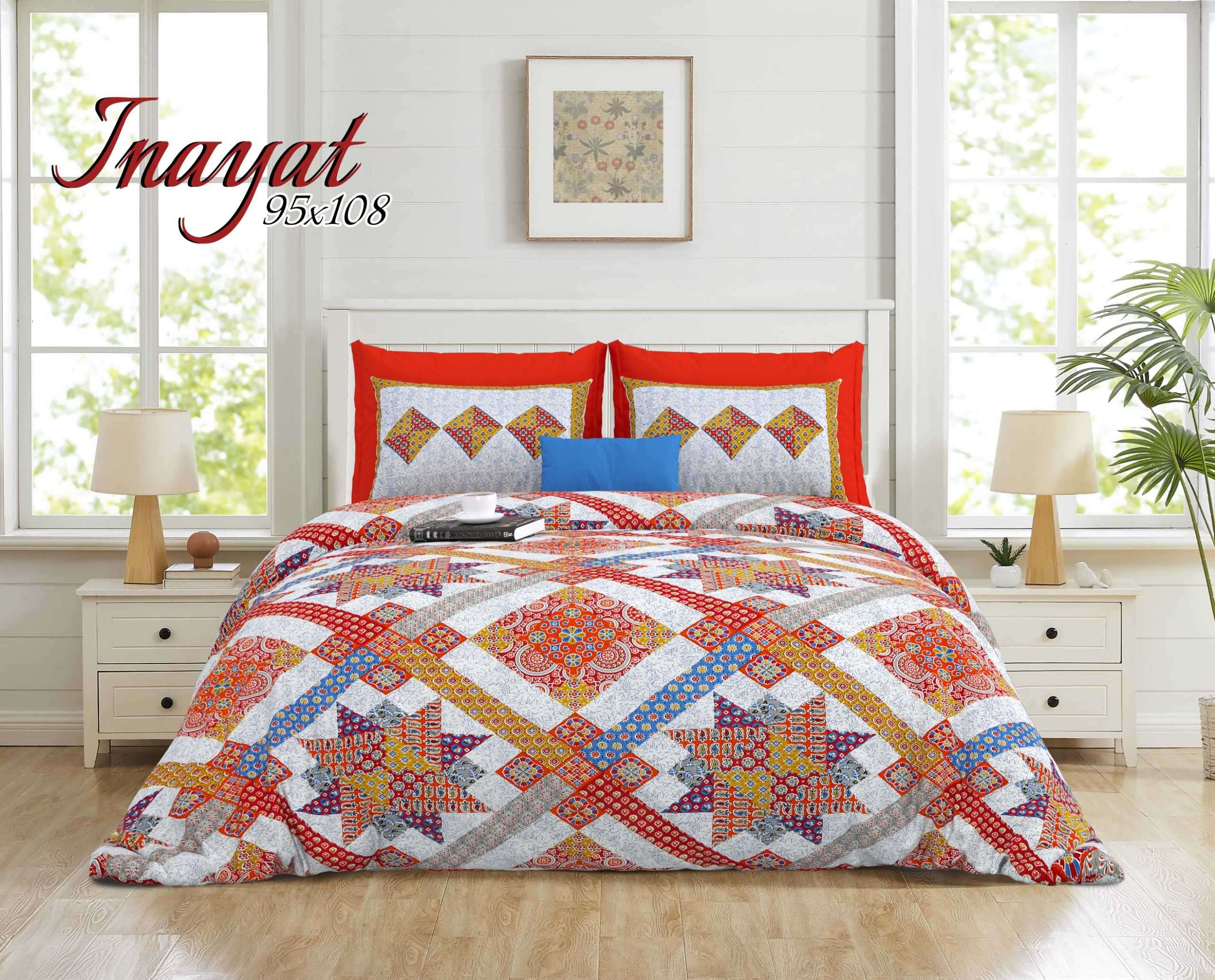pr inayat new design king size cotton print bed sheet with pillow covers